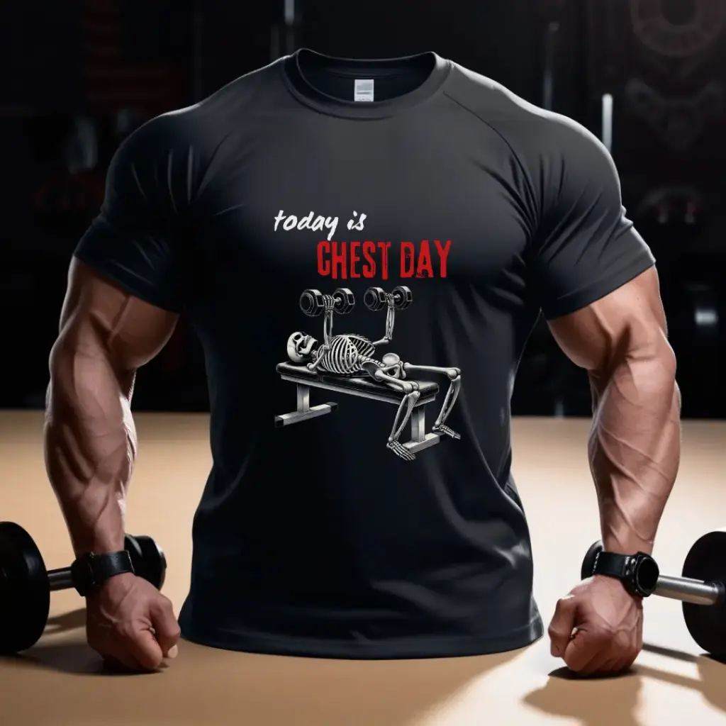 Chest Workout Day T-shirt (S, Black)