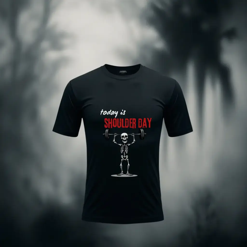 Shoulder Workout Day T-shirt (S, Black)